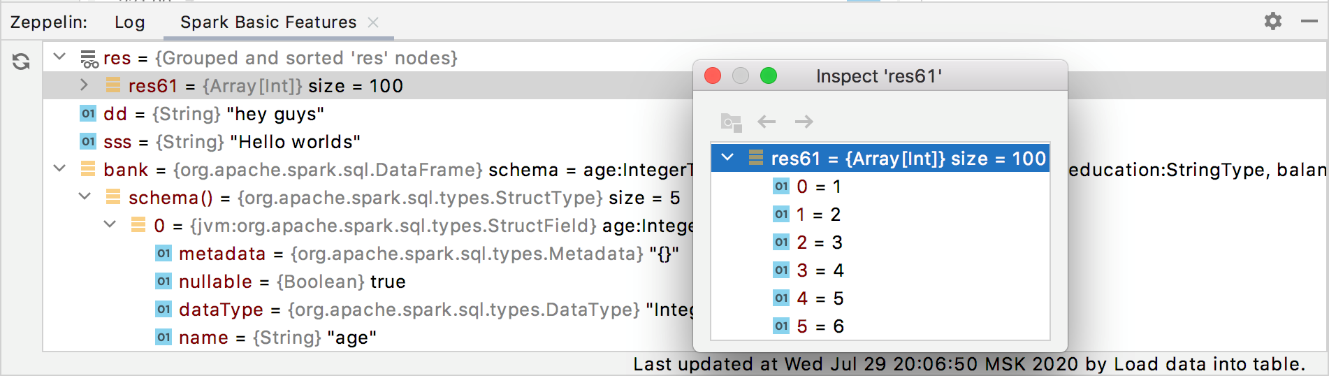 Inspecting a variable