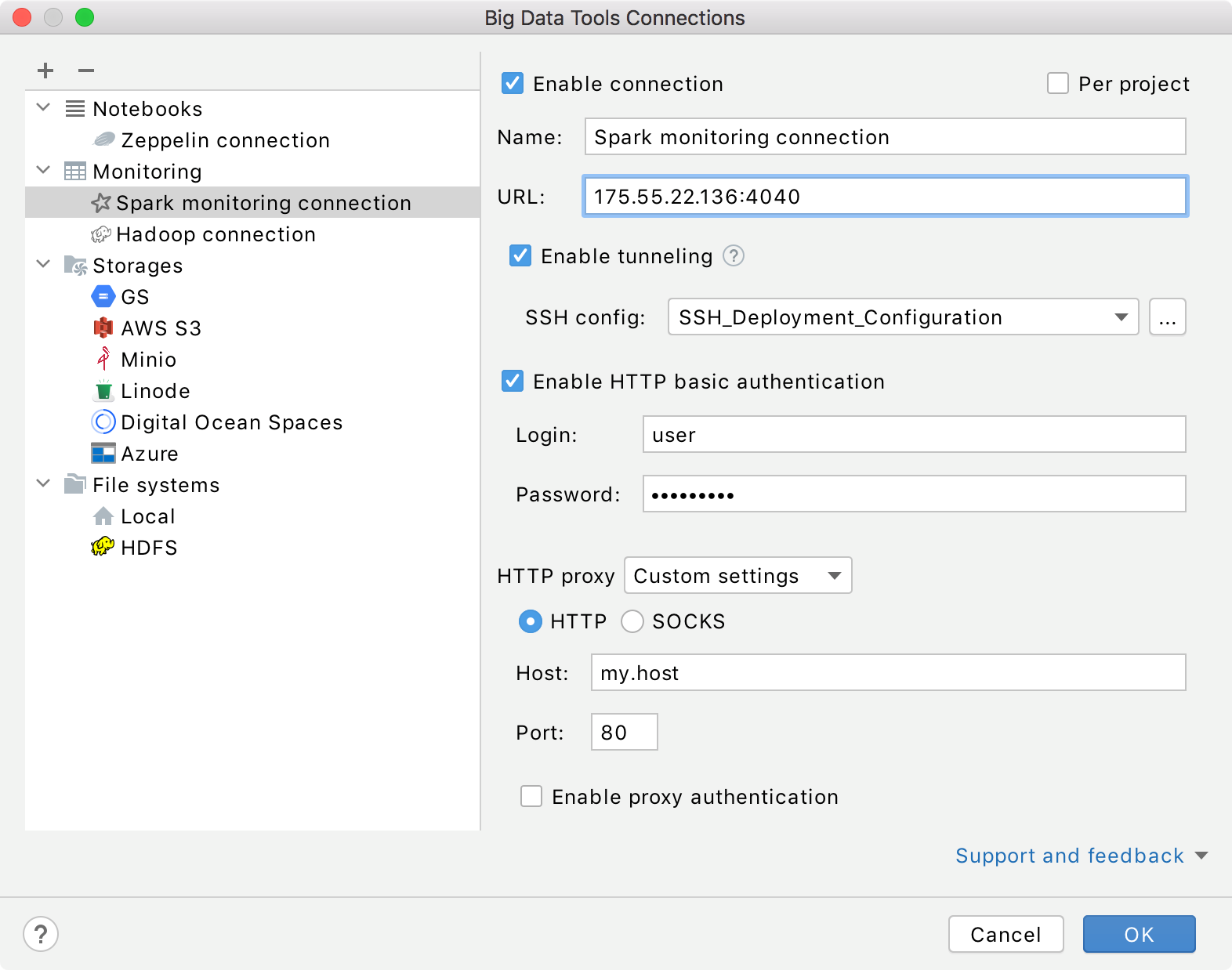 Configure Spark connection