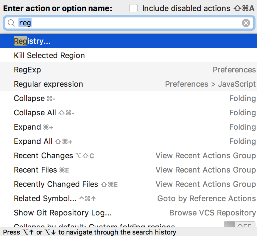 search for Registry via Find Action