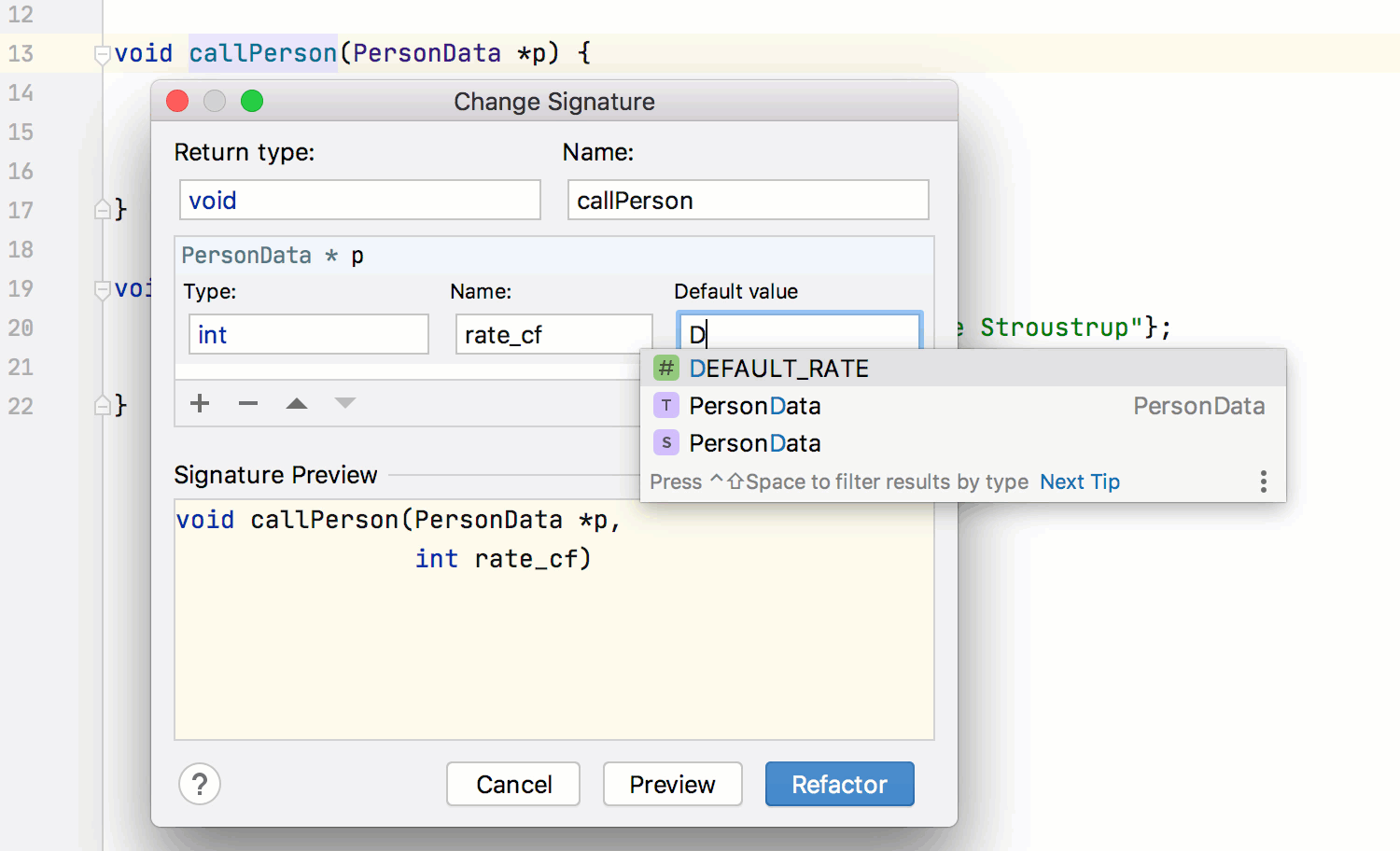 Change signature refactoring