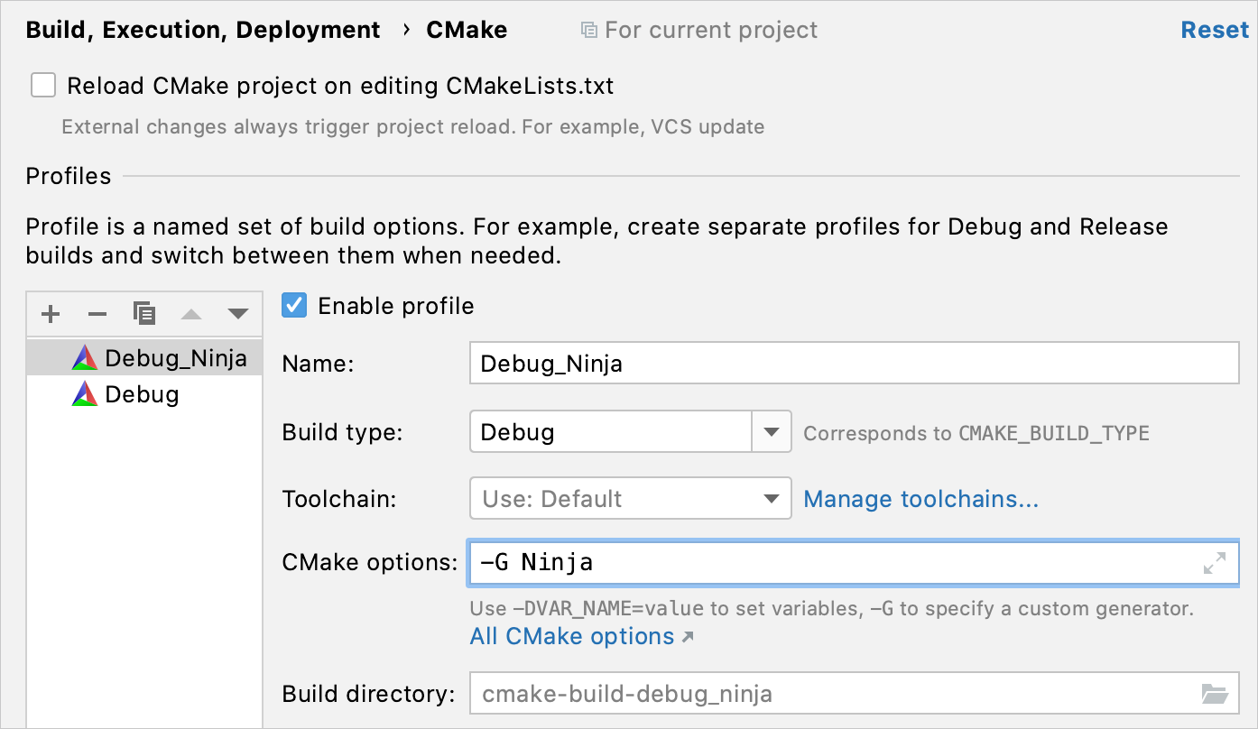 set default cmake generator