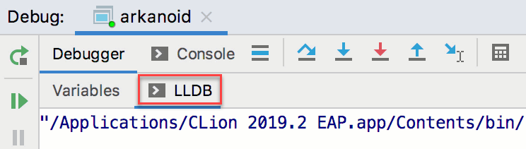 debugger console tab