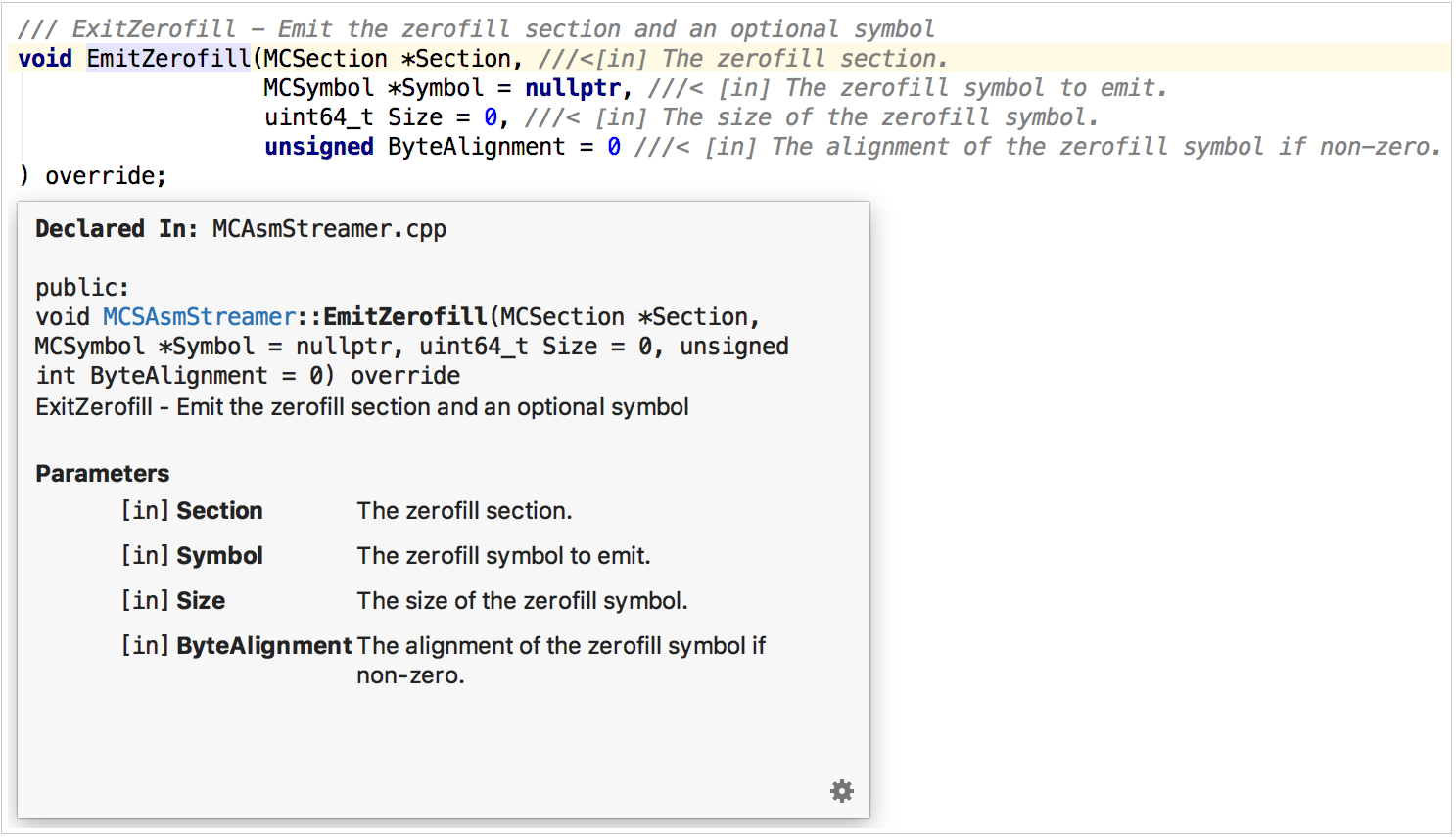 type of variables doxygen python