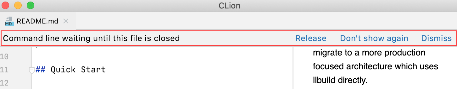 the Command line waiting notification