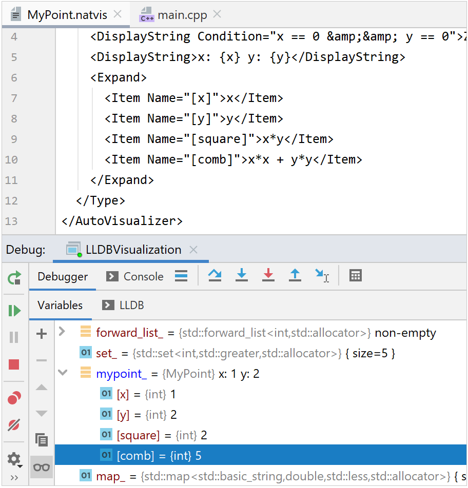 MSVC debug with custom NatVis