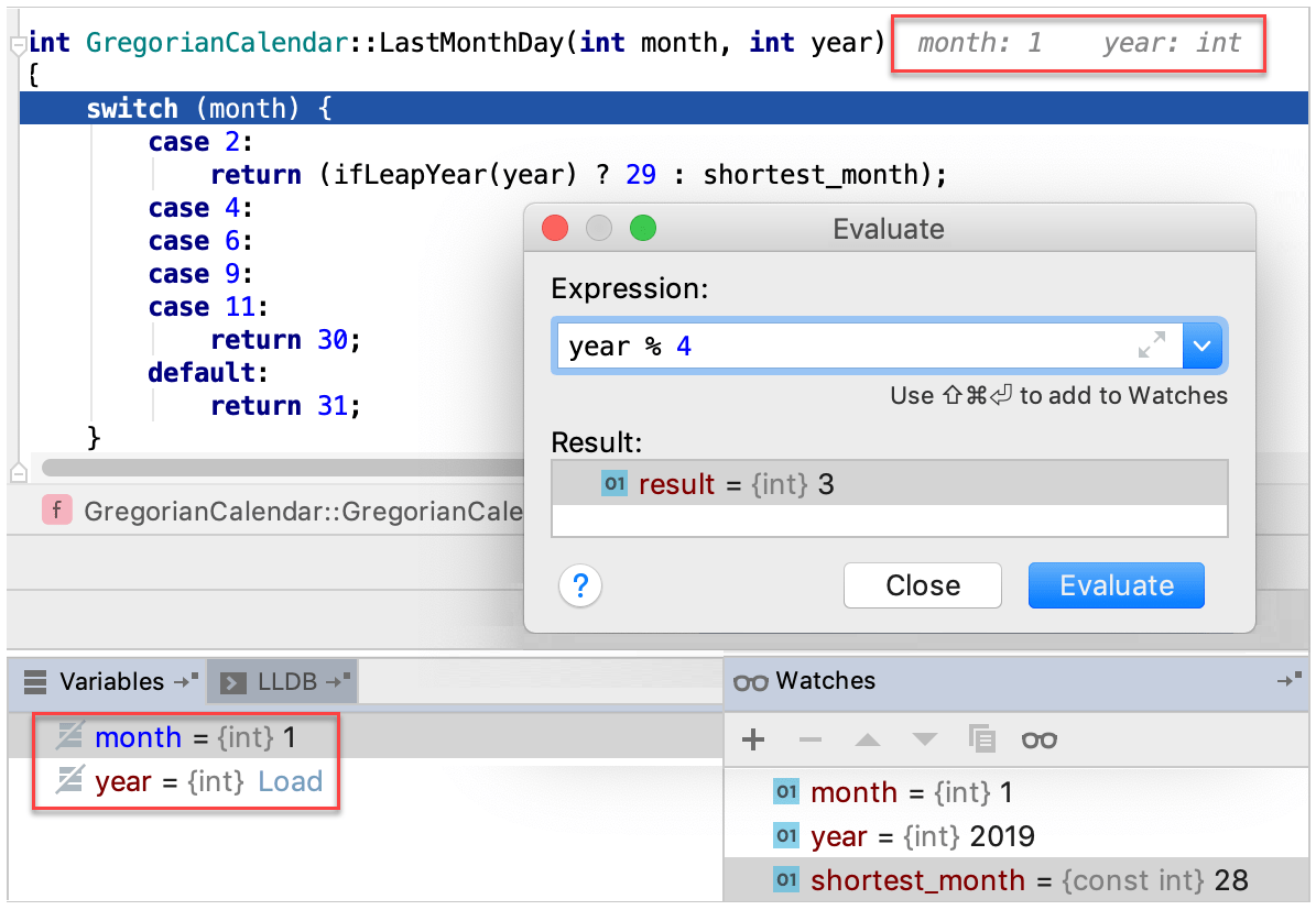 watches and evaluate expression with muted variables