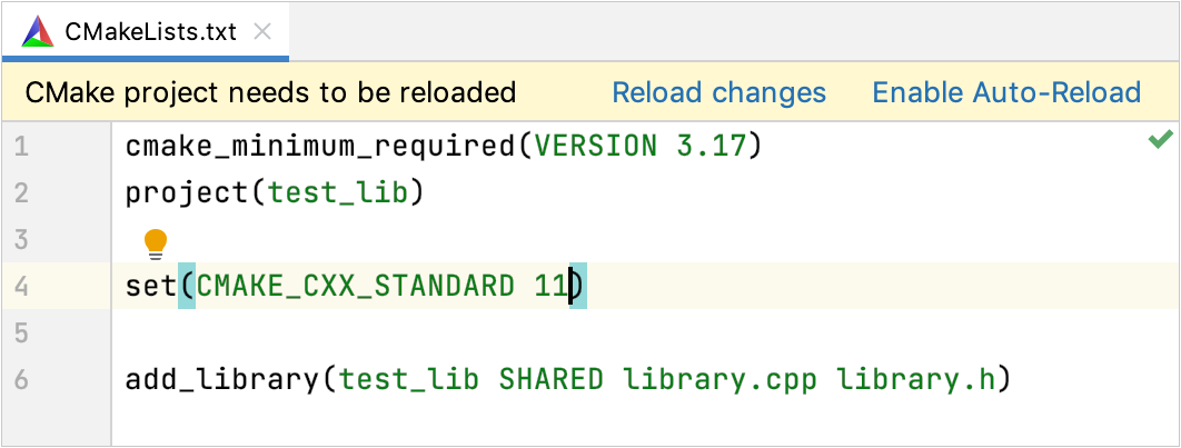 CMake reload options