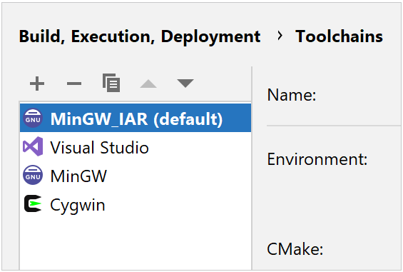 IAR toolchain as default