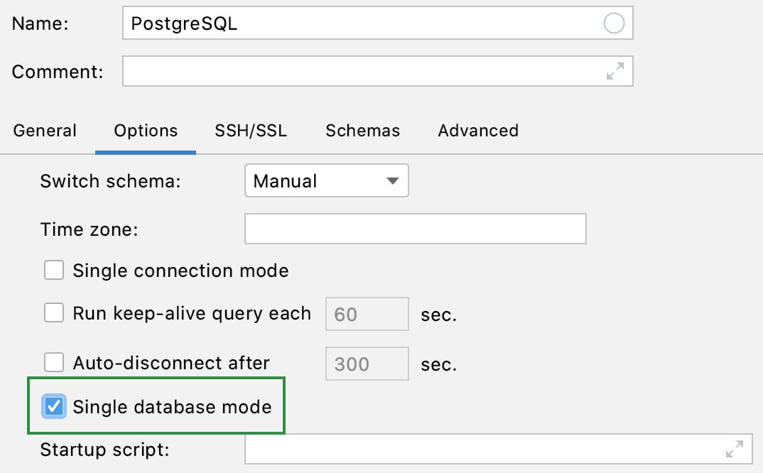 Enable the single database mode