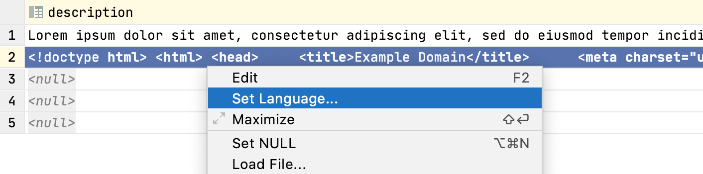 Edit a value in the cell as a fragment of a supported language