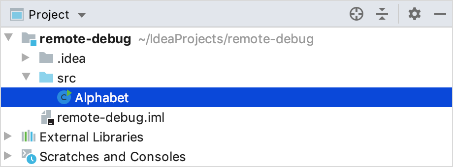 Alphabet.java in the Project tool window