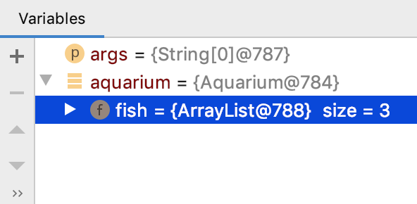 The array on the Variables tab