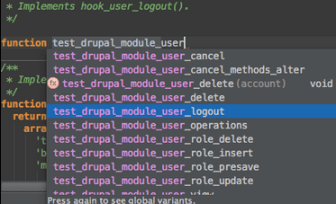 Drupal Hook Name Completion