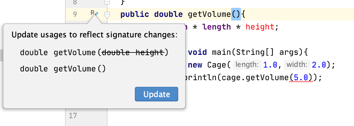 Update usages for parameter