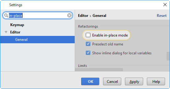 Enable inplace refactoring cleared