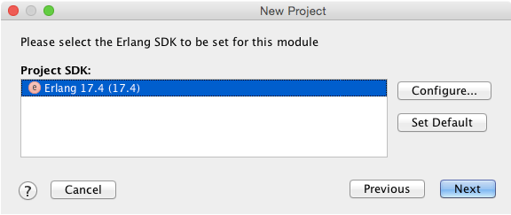 Erlang create new project sdk