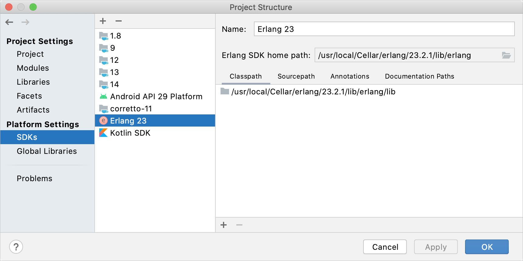 Configuring the Erlang SDK