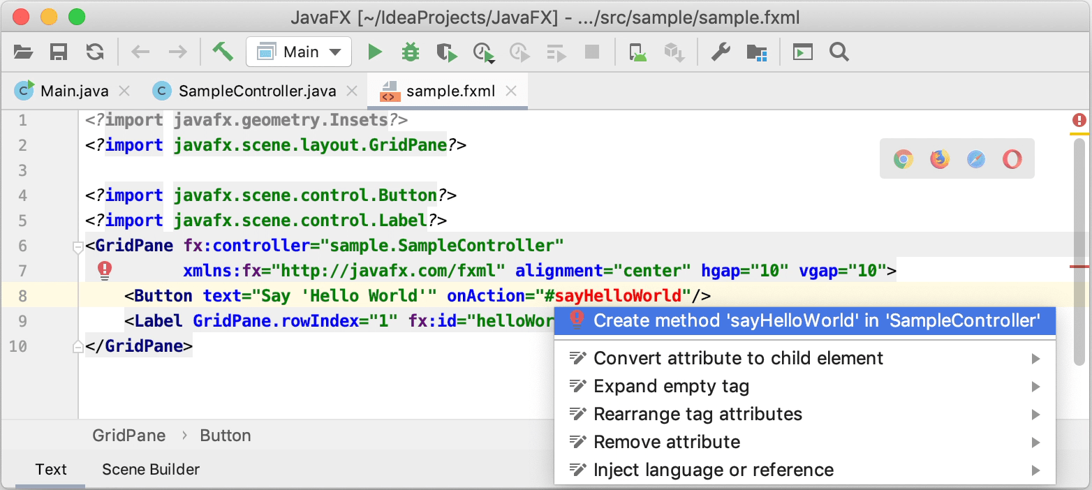 Adding the method declaration and the label