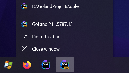 quick access to recent projects on Windows