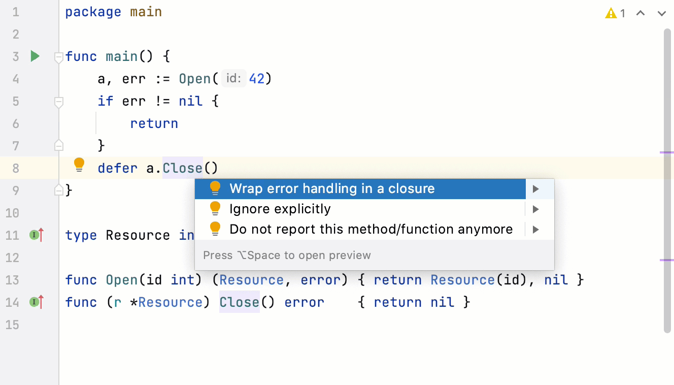 wrap an error handling in a closure