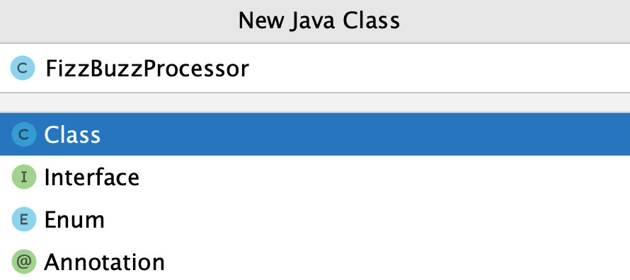 Create a new class dialog