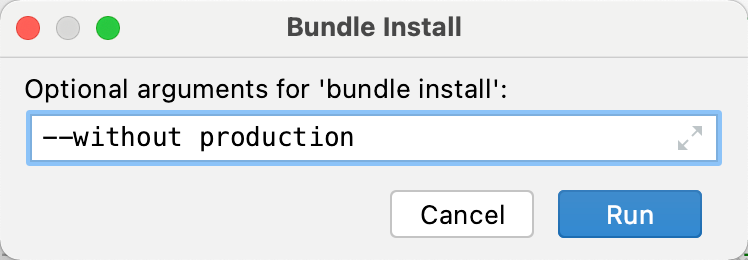 Bundle Install dialog