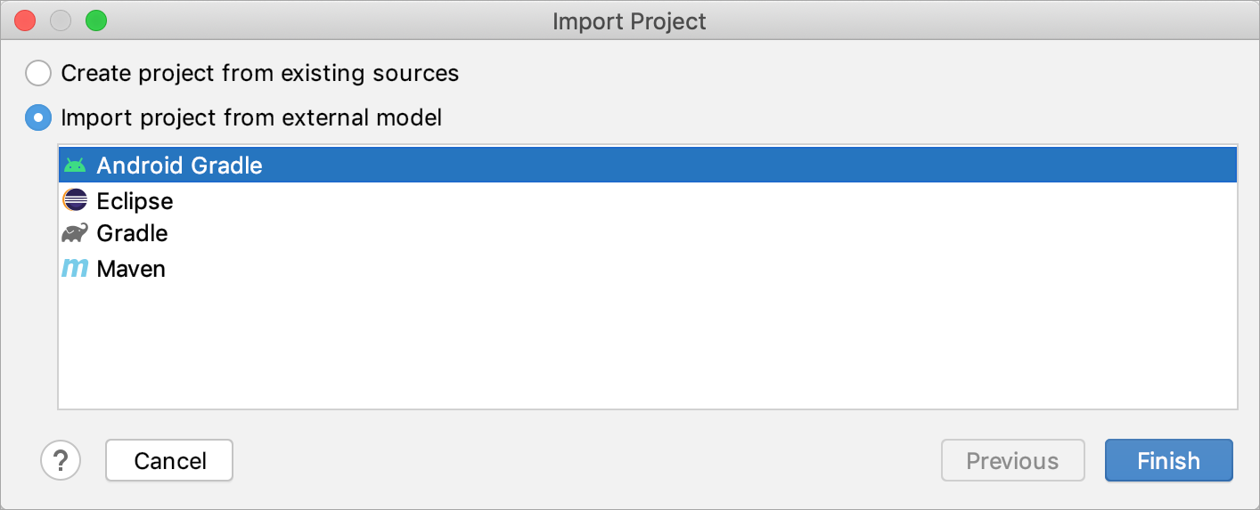 Importing a project from an external model