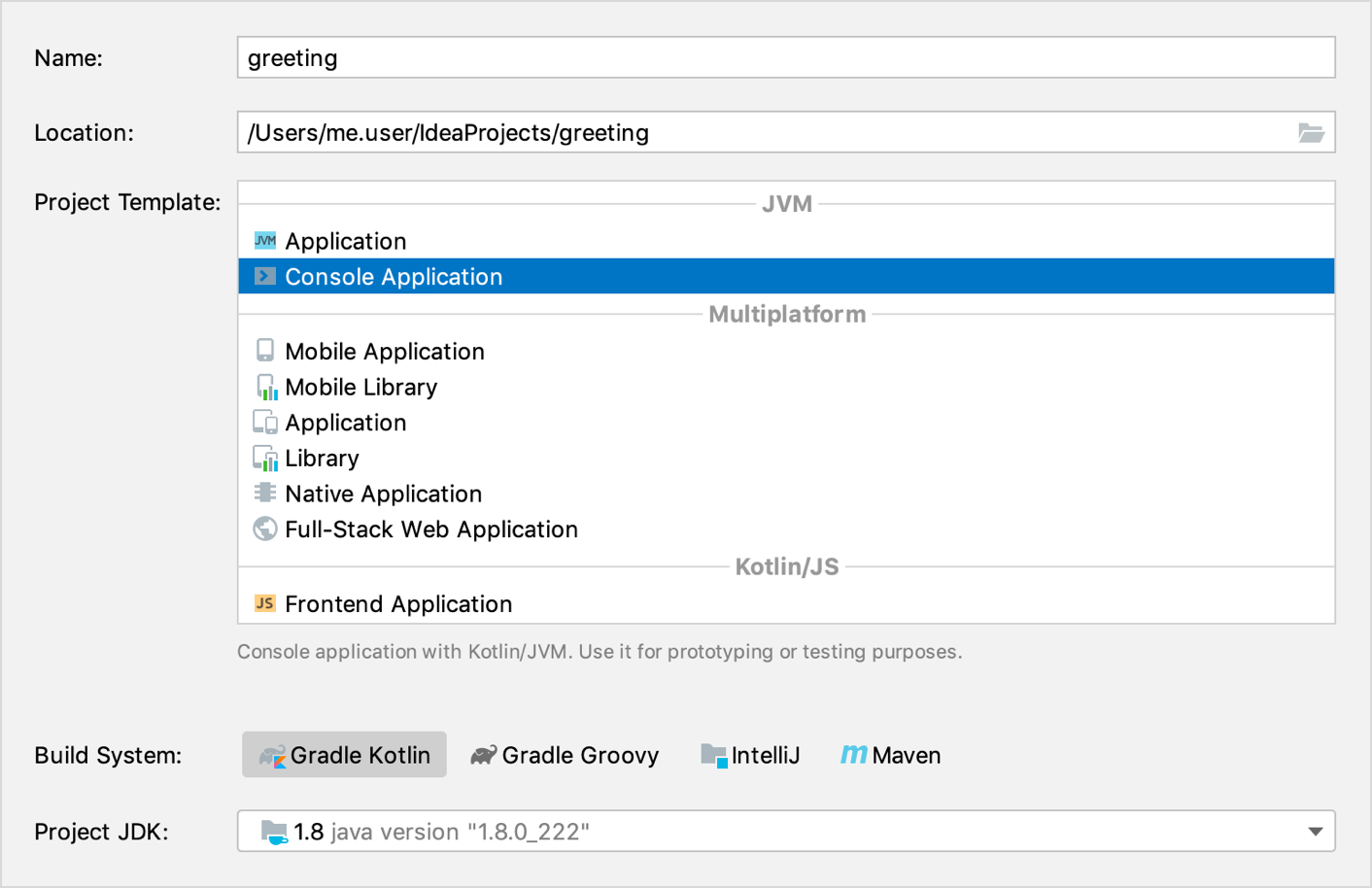 Kotlin new project gradlek