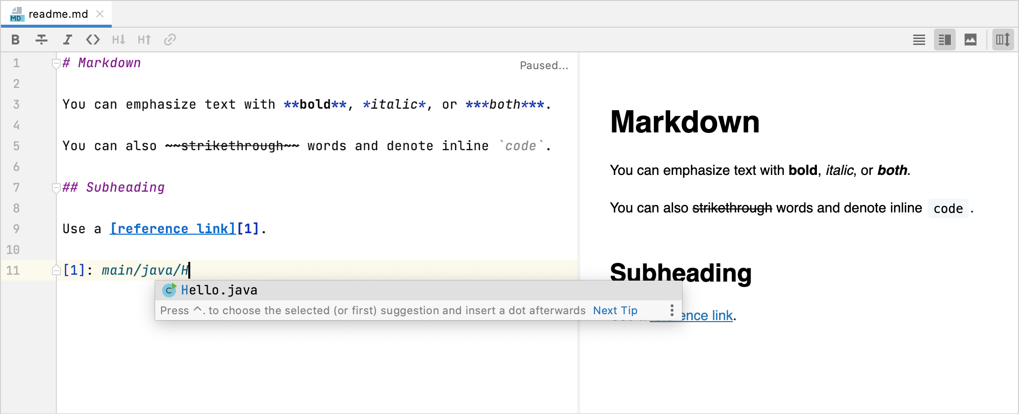 Inline markdown html