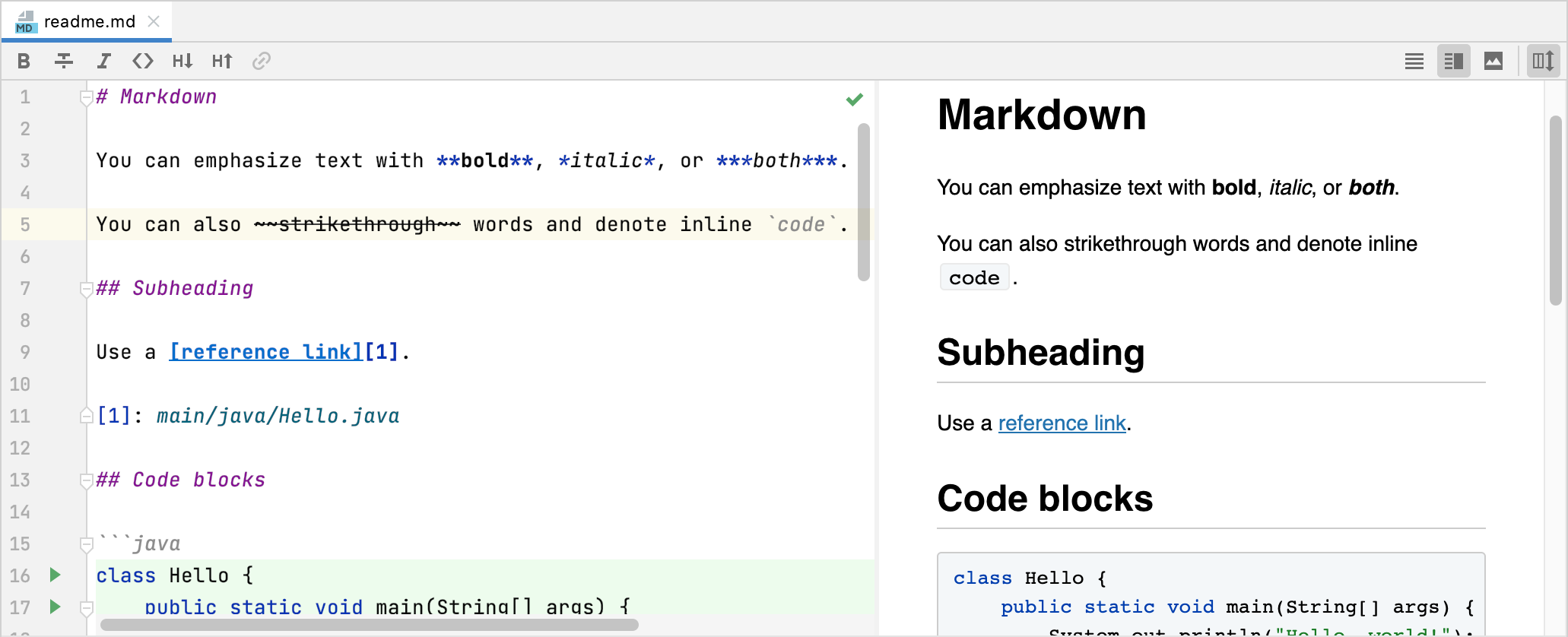 Markdown preview with a custom CSS that resembles GitHub rendering style