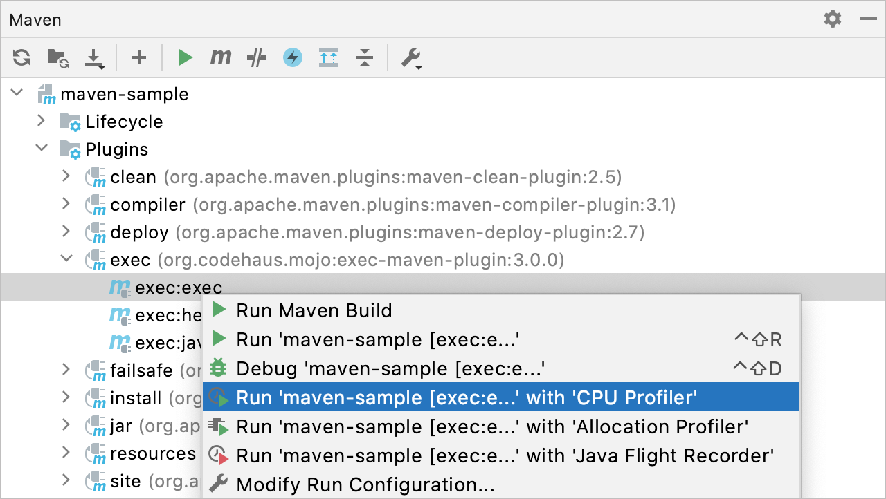 Profiling a Maven goal