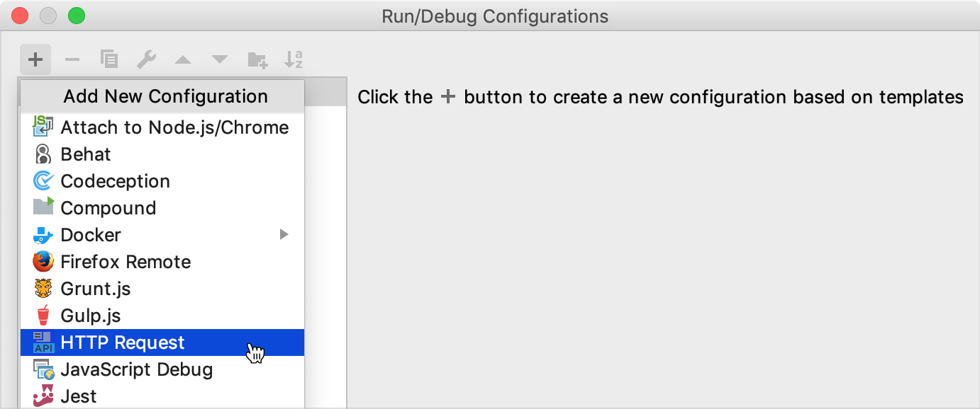 Add new HTTP Request Run Configuration