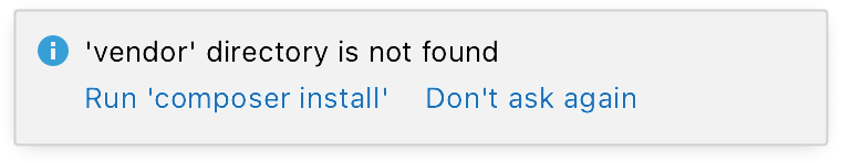 Missing 'vendor' folder notification