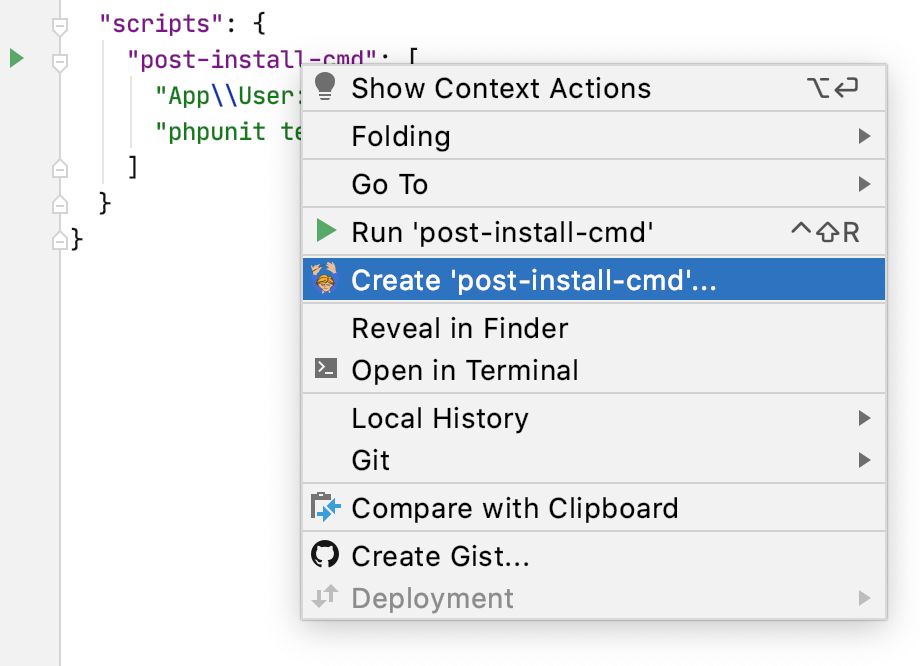 Create a run configuration from the editor