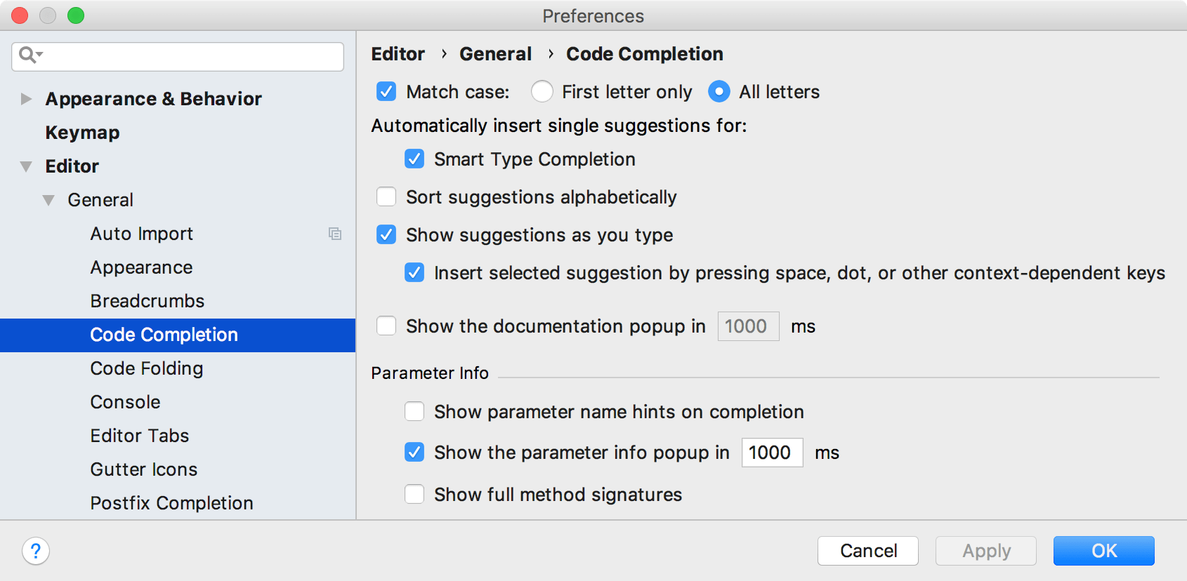 Ps migration guide code completion settings