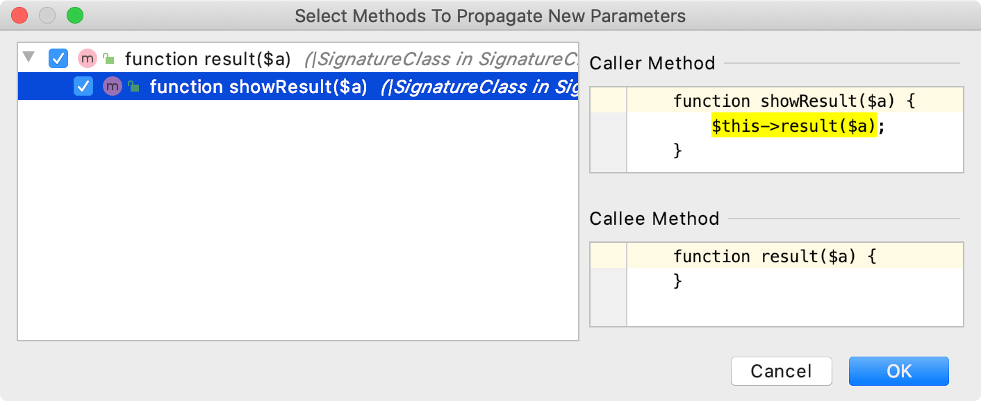 the Propagate Parameters dialog