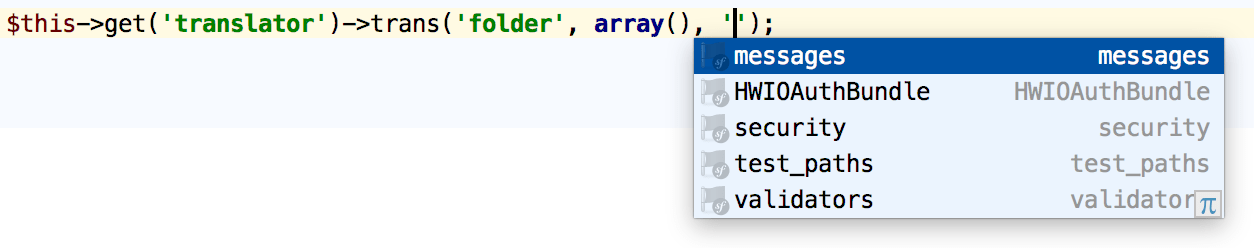 Symfony translation domain completion