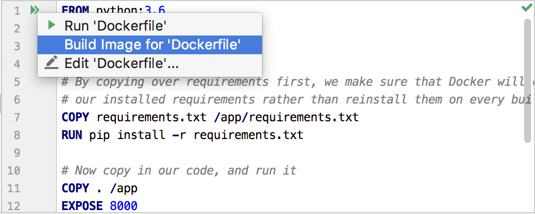 The Build Image on Docker popup