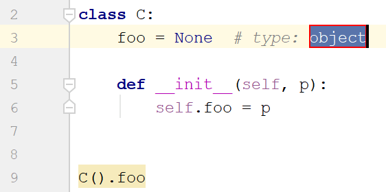 example of adding a type hint for a class attribute (Python 2)