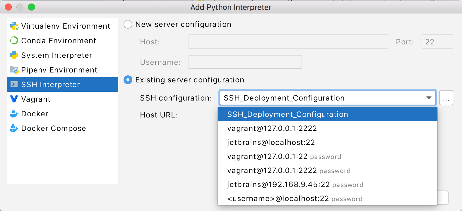 Existing SSH configuration