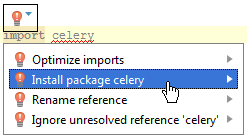 the Import inspection quick-fix