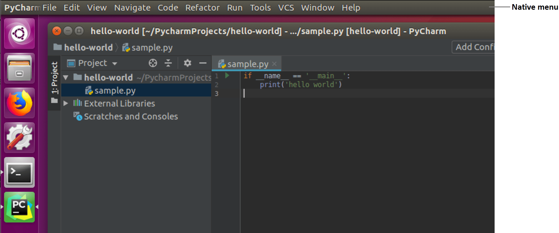 Linux native menu enabled for the IDE