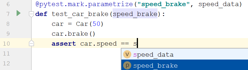 Code completion for pytest.mark.parametrize