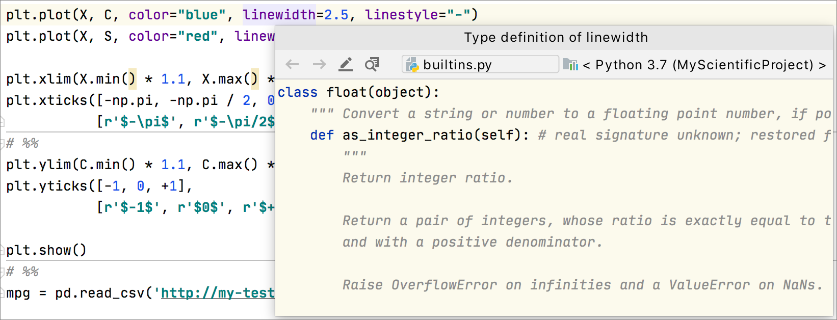 Code Reference Information Pycharm