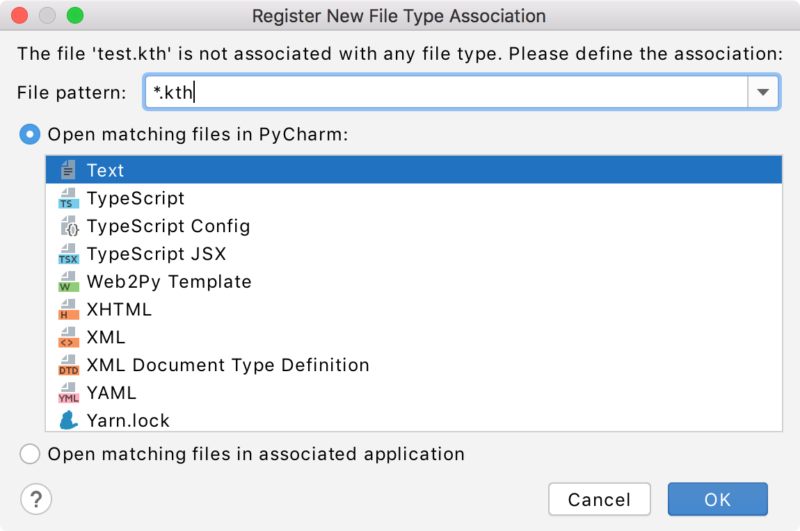 Registering a new file type