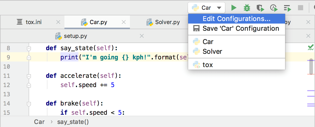 Run Debug Configurations Pycharm