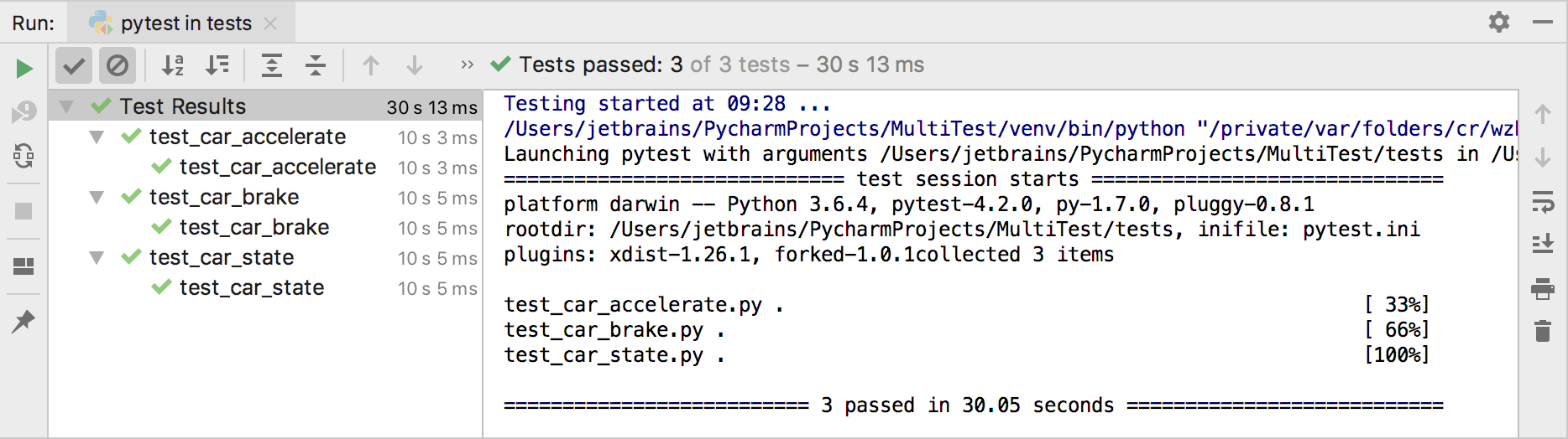 Running all pytest tests from one directory