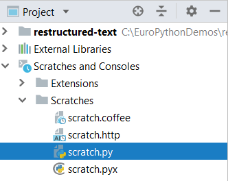 Scratch Files Pycharm