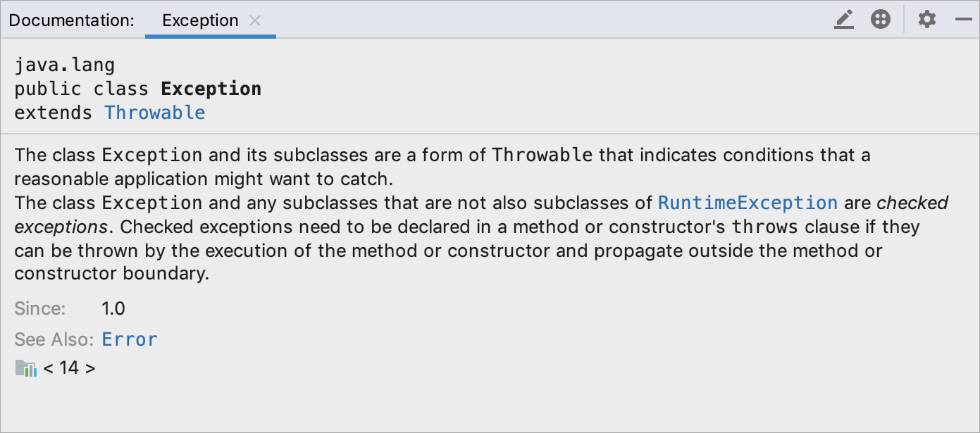 Quick documentation tool window