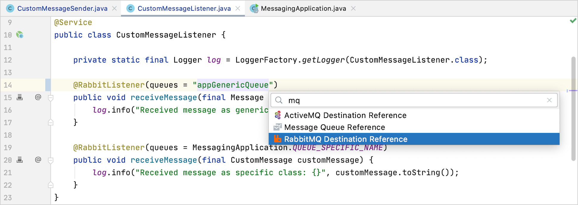 Inject RabbitMQ destination reference